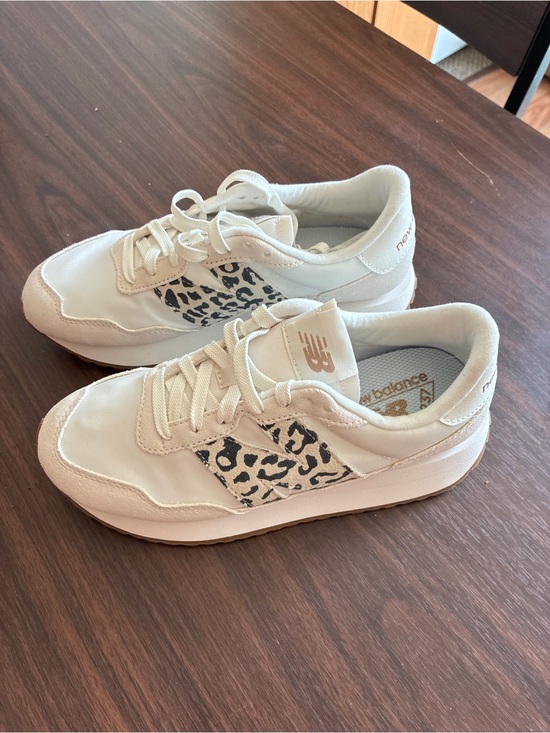 New Balance Shoes - New Balance Off-White Sneakers with Leopard Side Detail